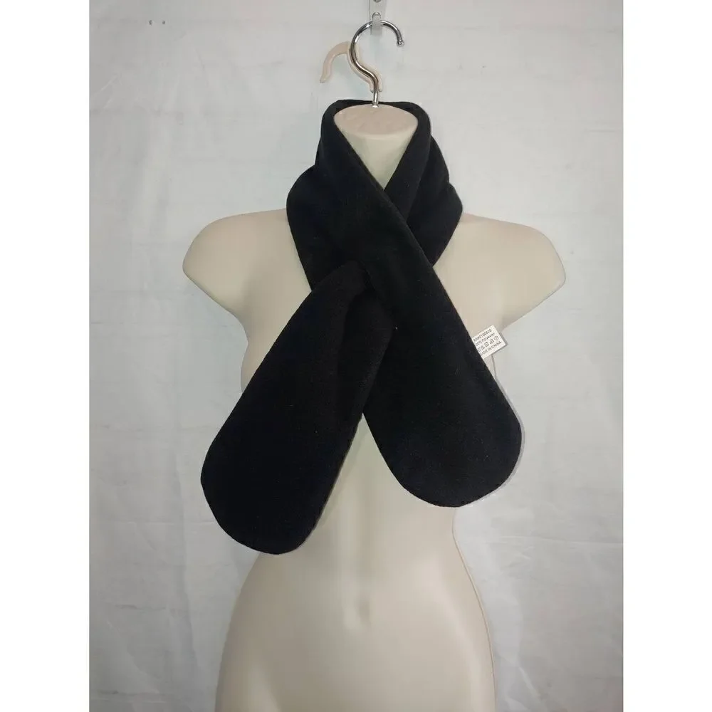 Lot Of 2 Unisex Men's Women's Fleece Solid Grey & Black Scarves